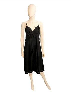JIL SANDER | Black Cotton Sleeveless Draped Midi Dress US 6